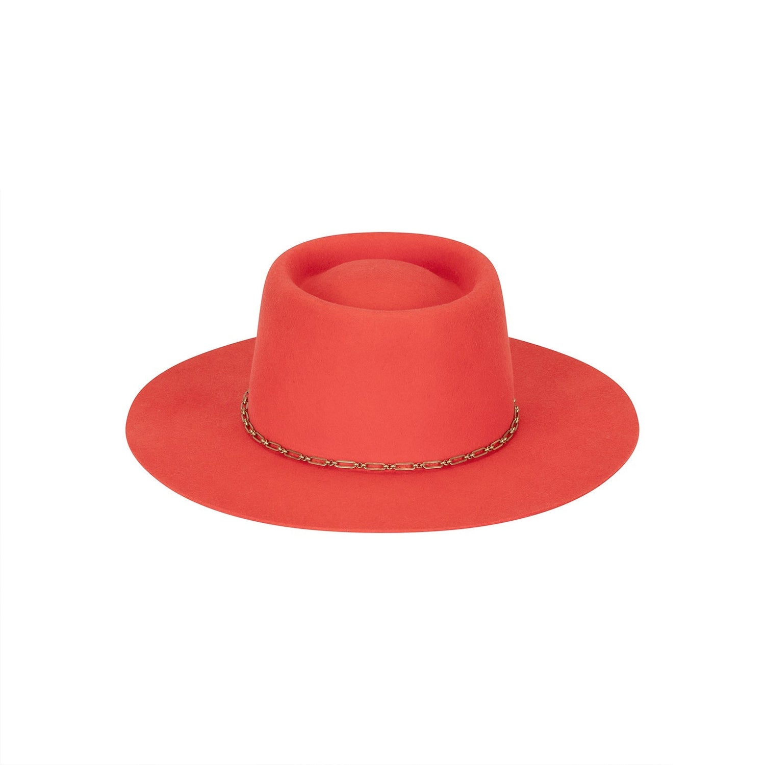 Wool Boater Hat – Wide Brim, Flame Red Tone - CAPOLLE