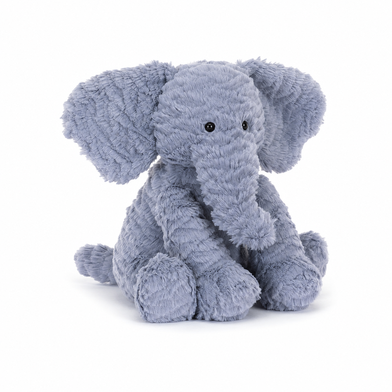 Wavy Hair Elephant Plush Toy – 23 cm