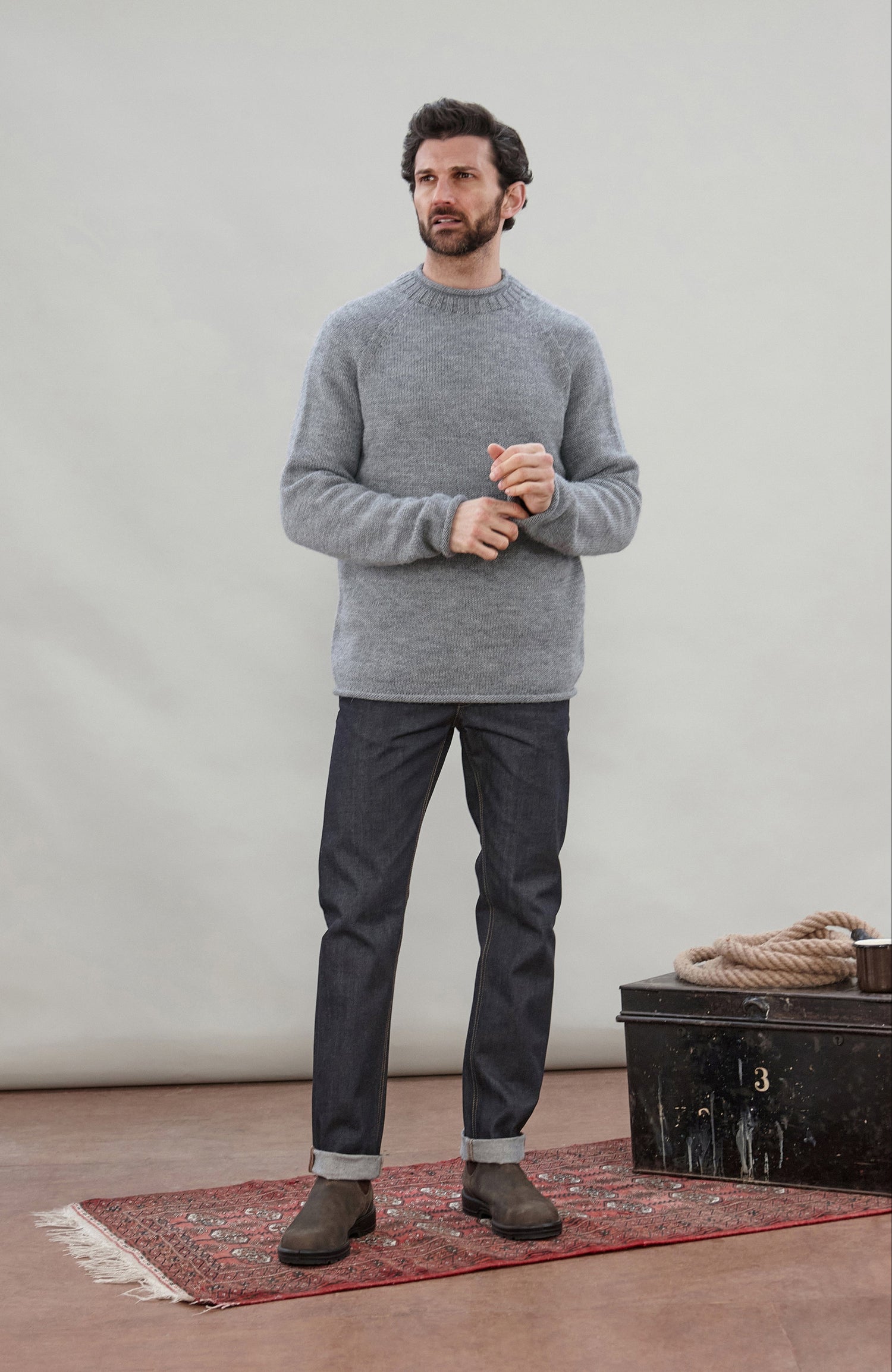 Mens British Wool Fishermans Crew Neck Jumper