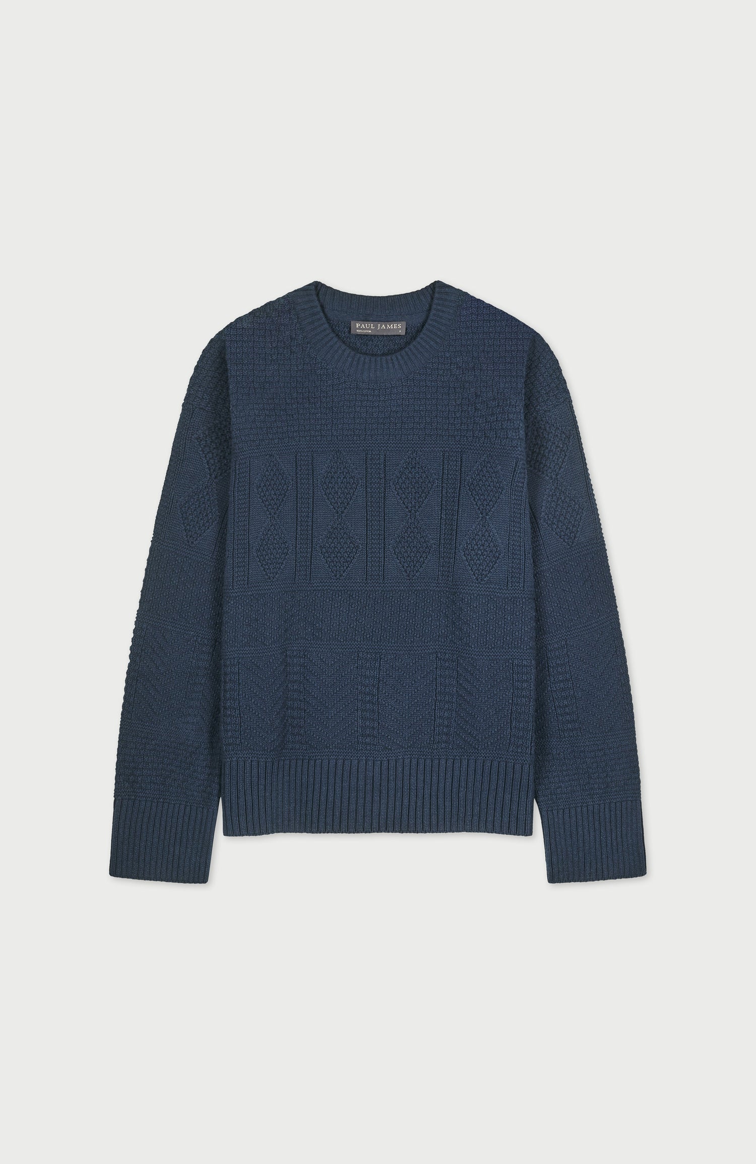 Womens Midweight Cotton Textured Block Jumper