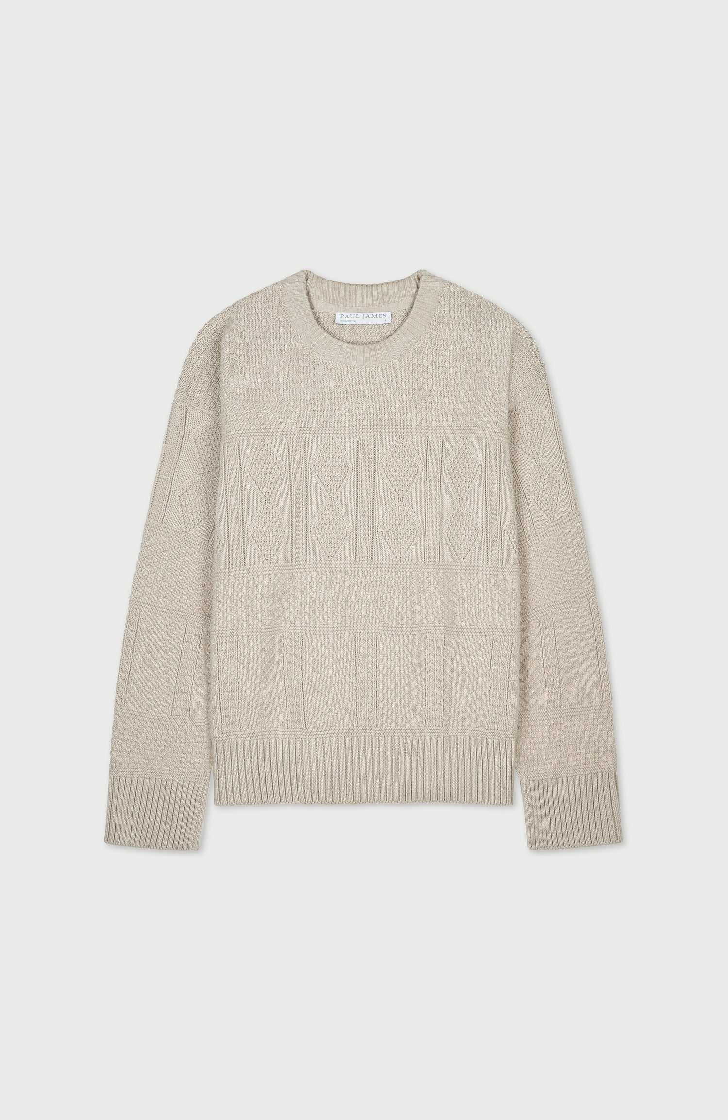 Womens Midweight Cotton Textured Block Jumper