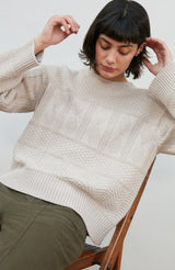 Womens Midweight Cotton Textured Block Jumper