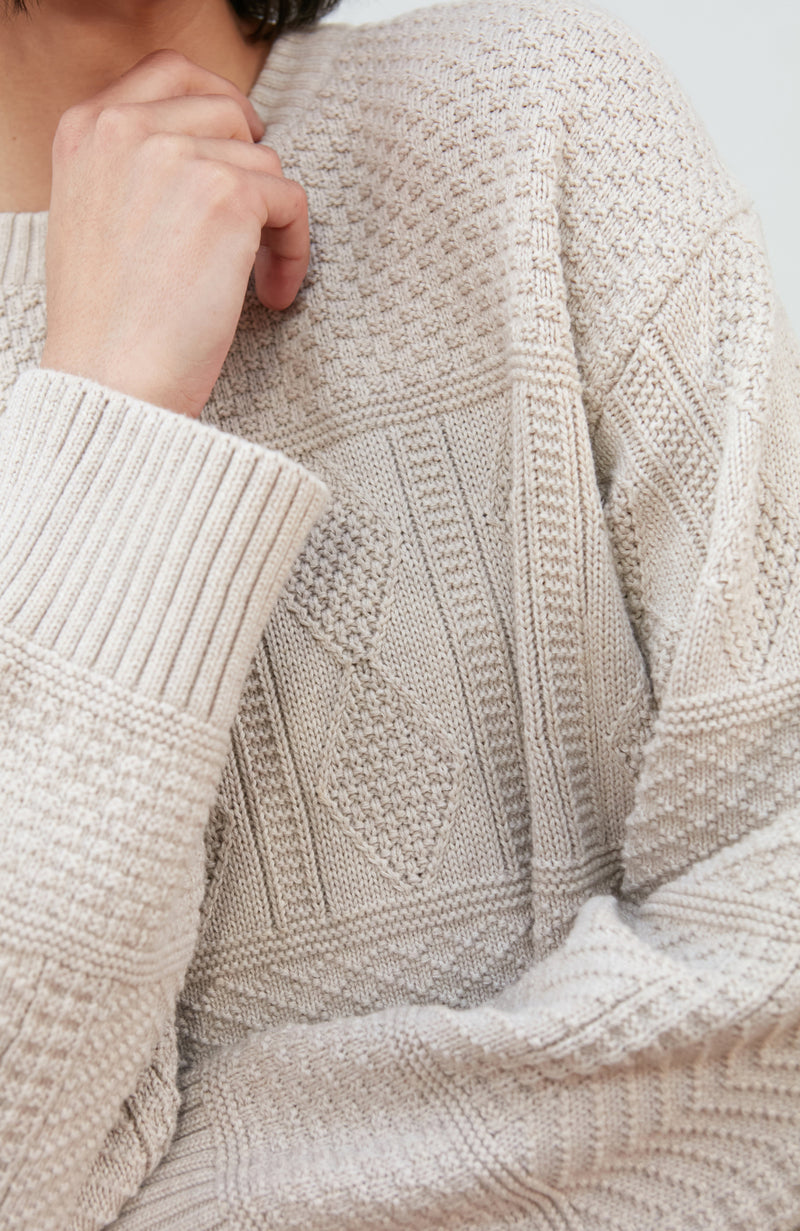 Womens Midweight Cotton Textured Block Jumper
