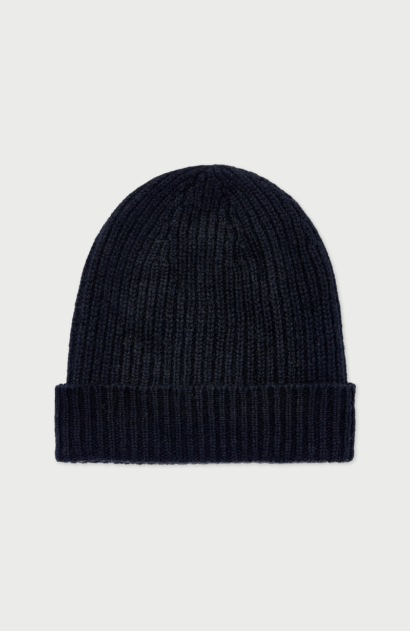 100% Cashmere Ribbed Beanie Hat