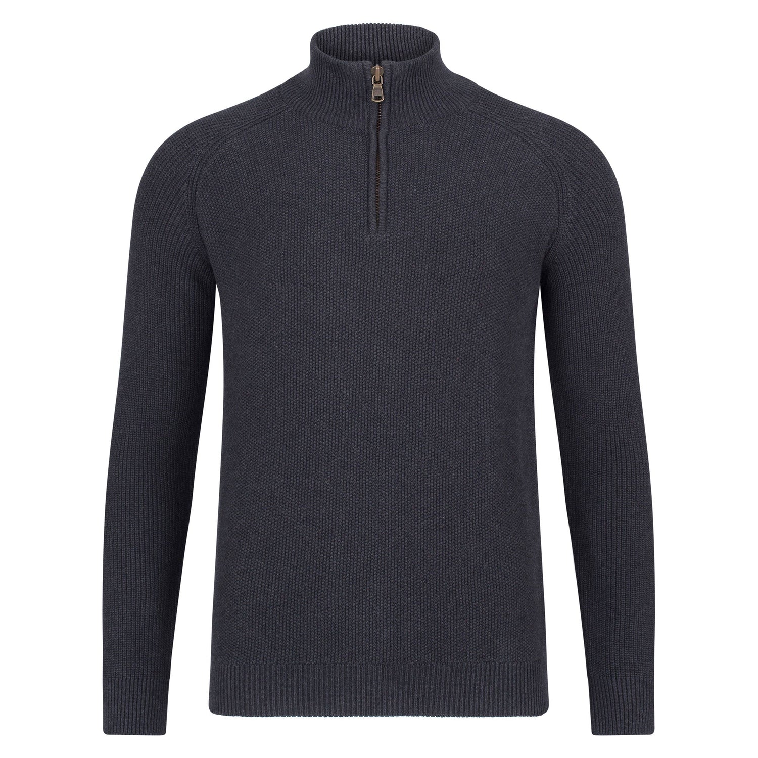 Mens Midweight Cotton Zip Neck Jumper
