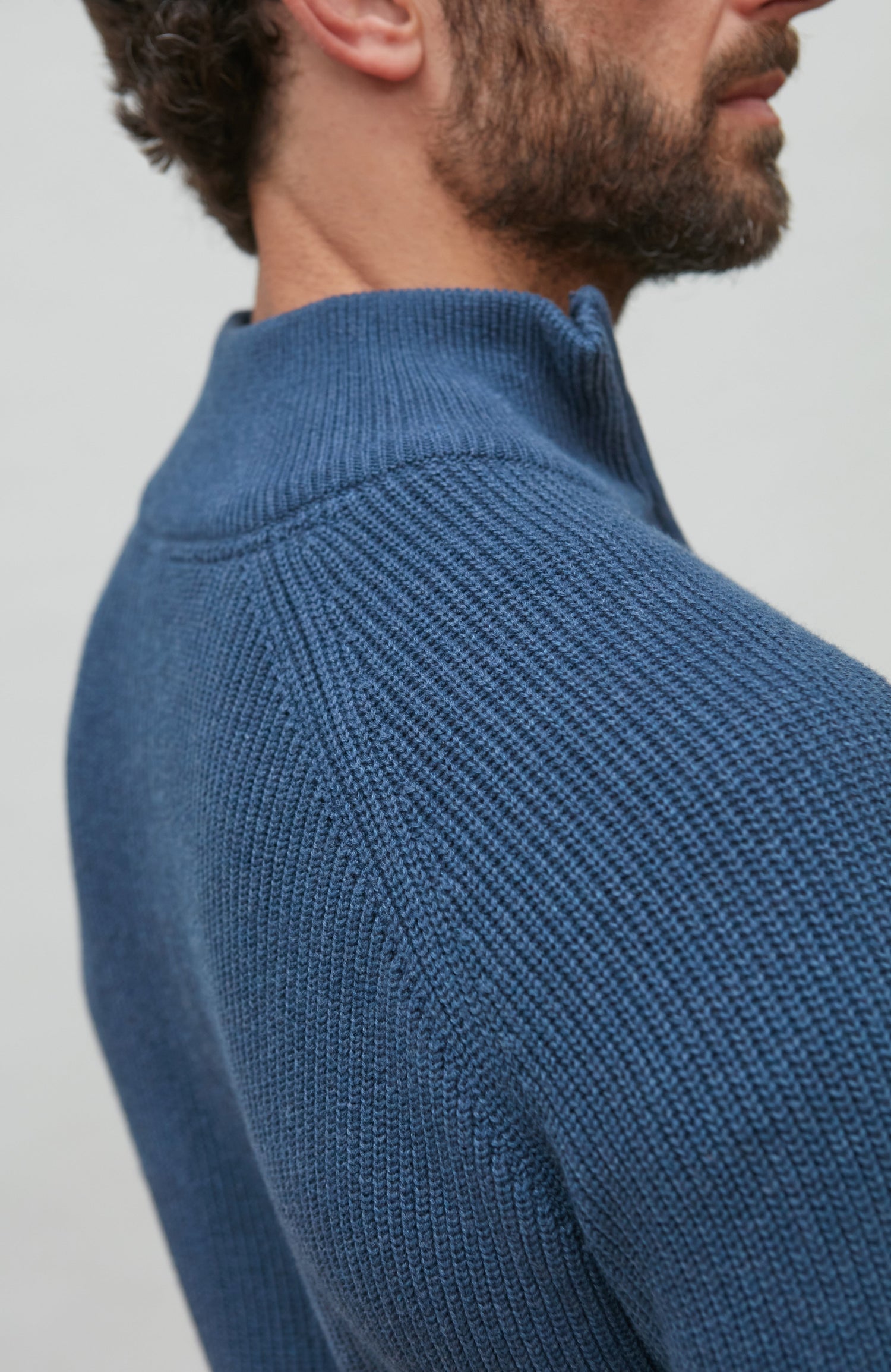 Mens Midweight Cotton Zip Neck Jumper