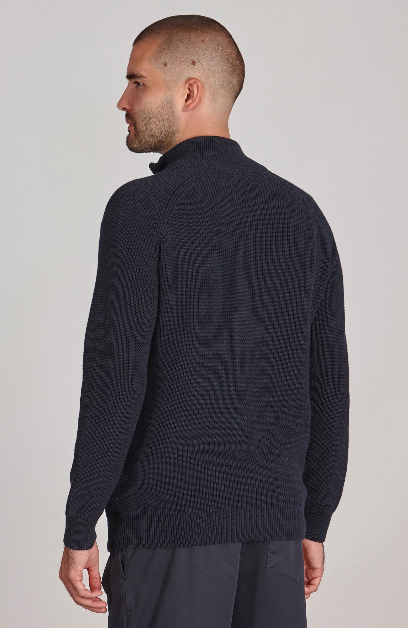 Mens Midweight Cotton Zip Neck Jumper