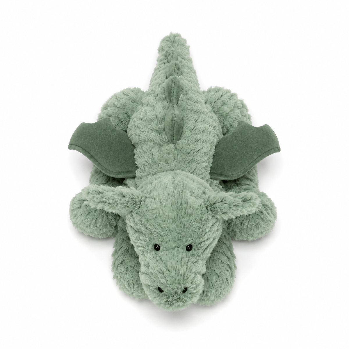 Wavy-Haired Green Dinosaur Plush Toy – 23 cm