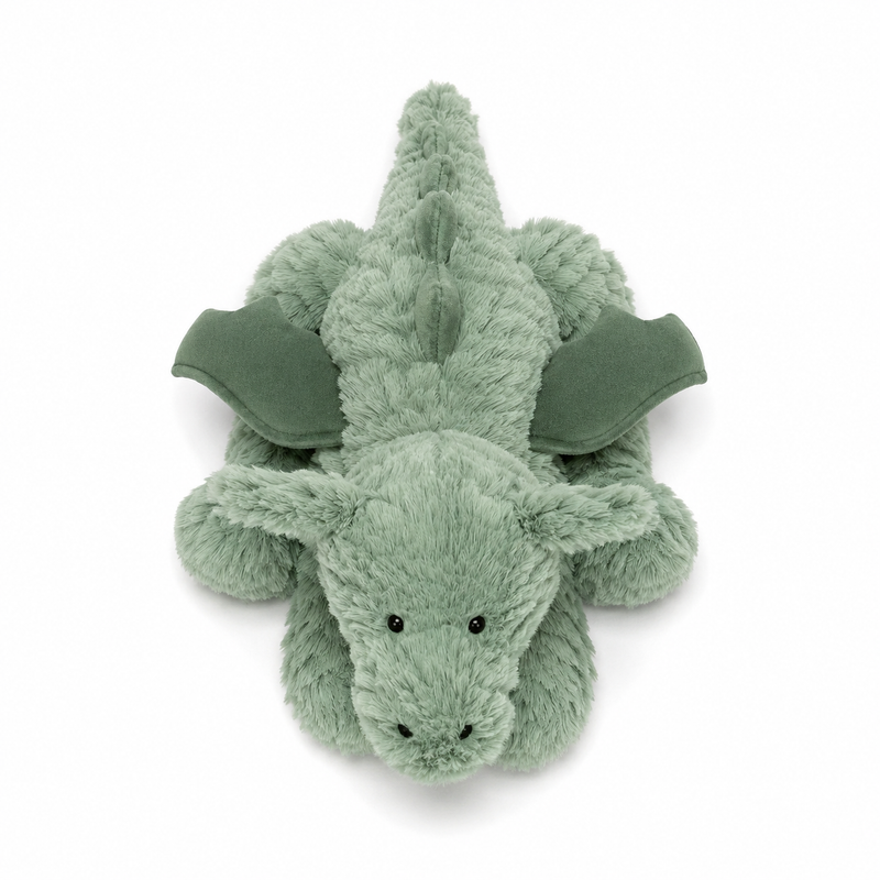 Wavy-Haired Green Dinosaur Plush Toy – 23 cm
