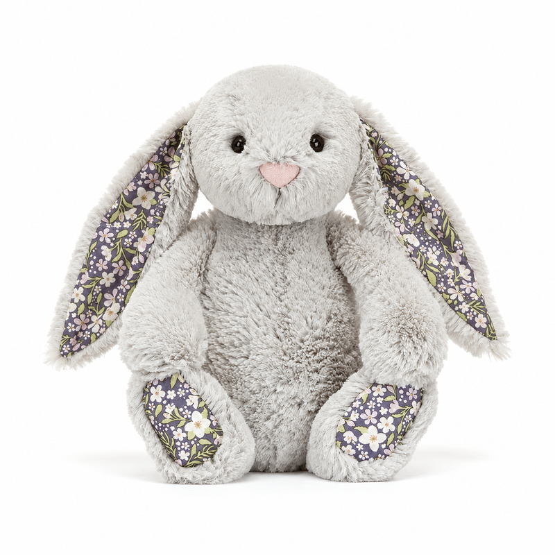 Gray Floral Bonnie Rabbit Plush Toy – 31cm