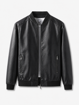 PU Leather Baseball Collar Jacket