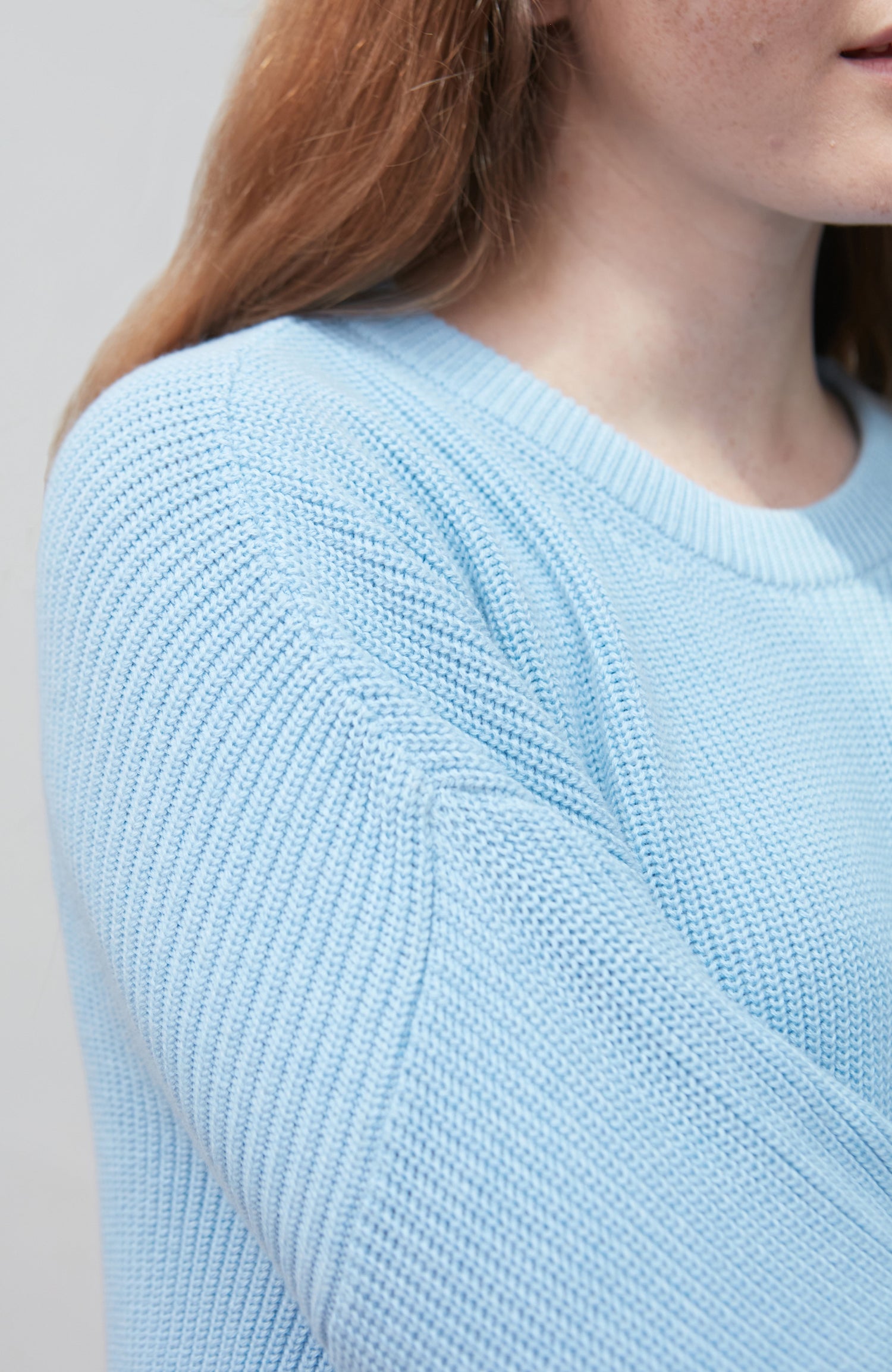 Womens Cotton Ribbed Crew Neck Jumper