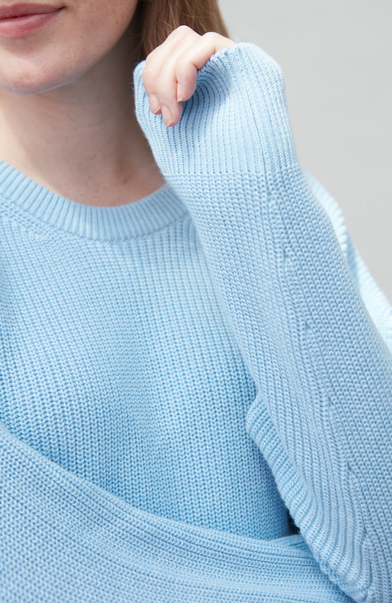 Womens Cotton Ribbed Crew Neck Jumper