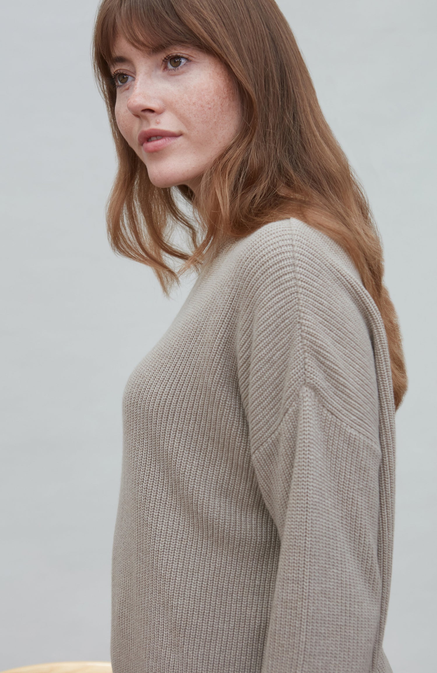 Womens Cotton Ribbed Crew Neck Jumper
