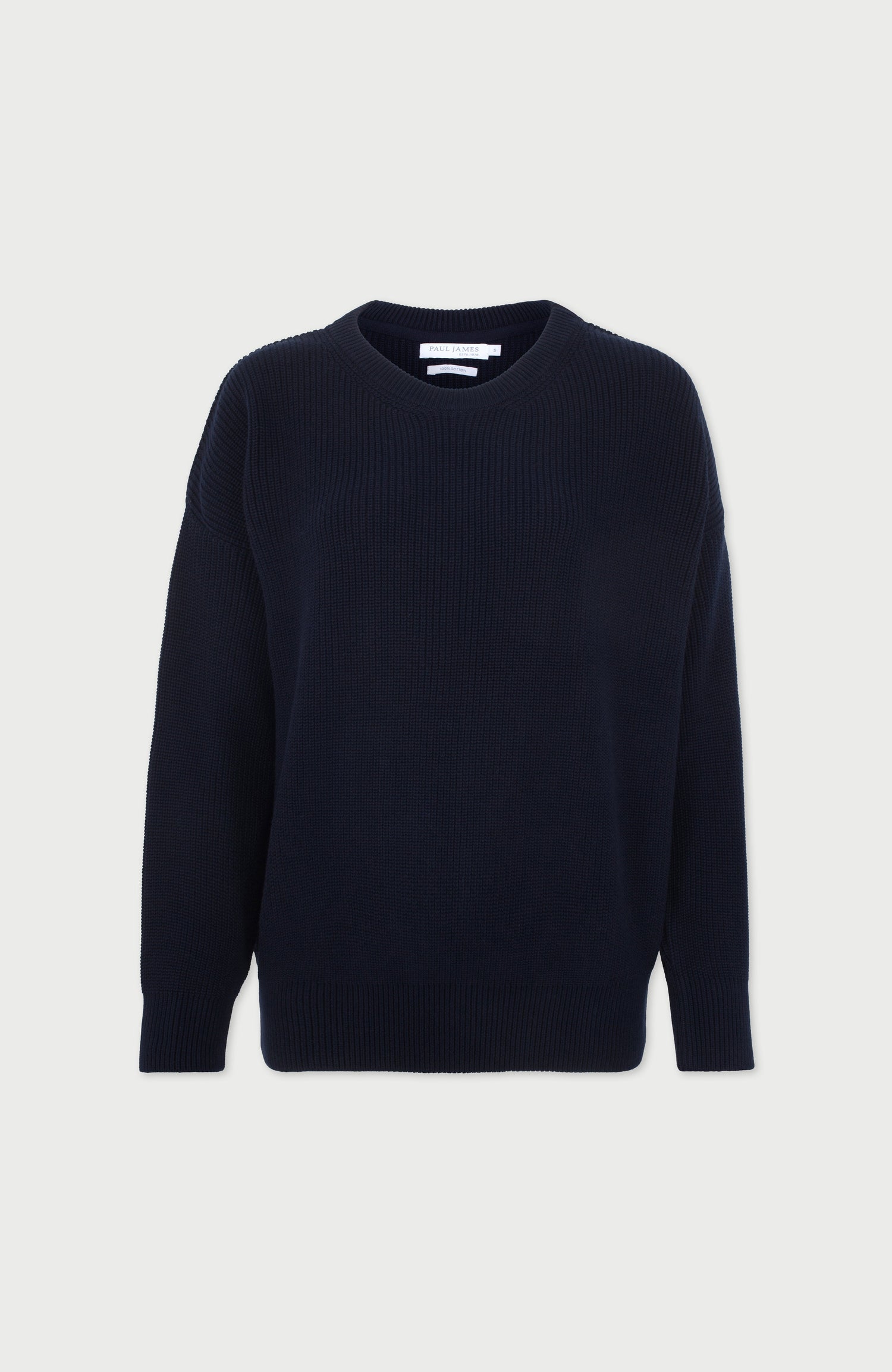 Womens Cotton Ribbed Crew Neck Jumper