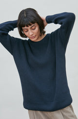 Womens Cotton Ribbed Crew Neck Jumper