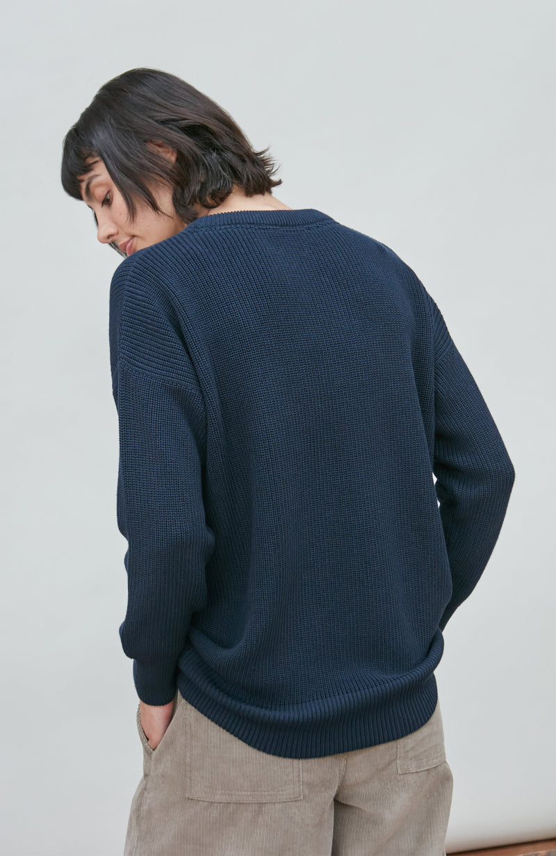 Womens Cotton Ribbed Crew Neck Jumper