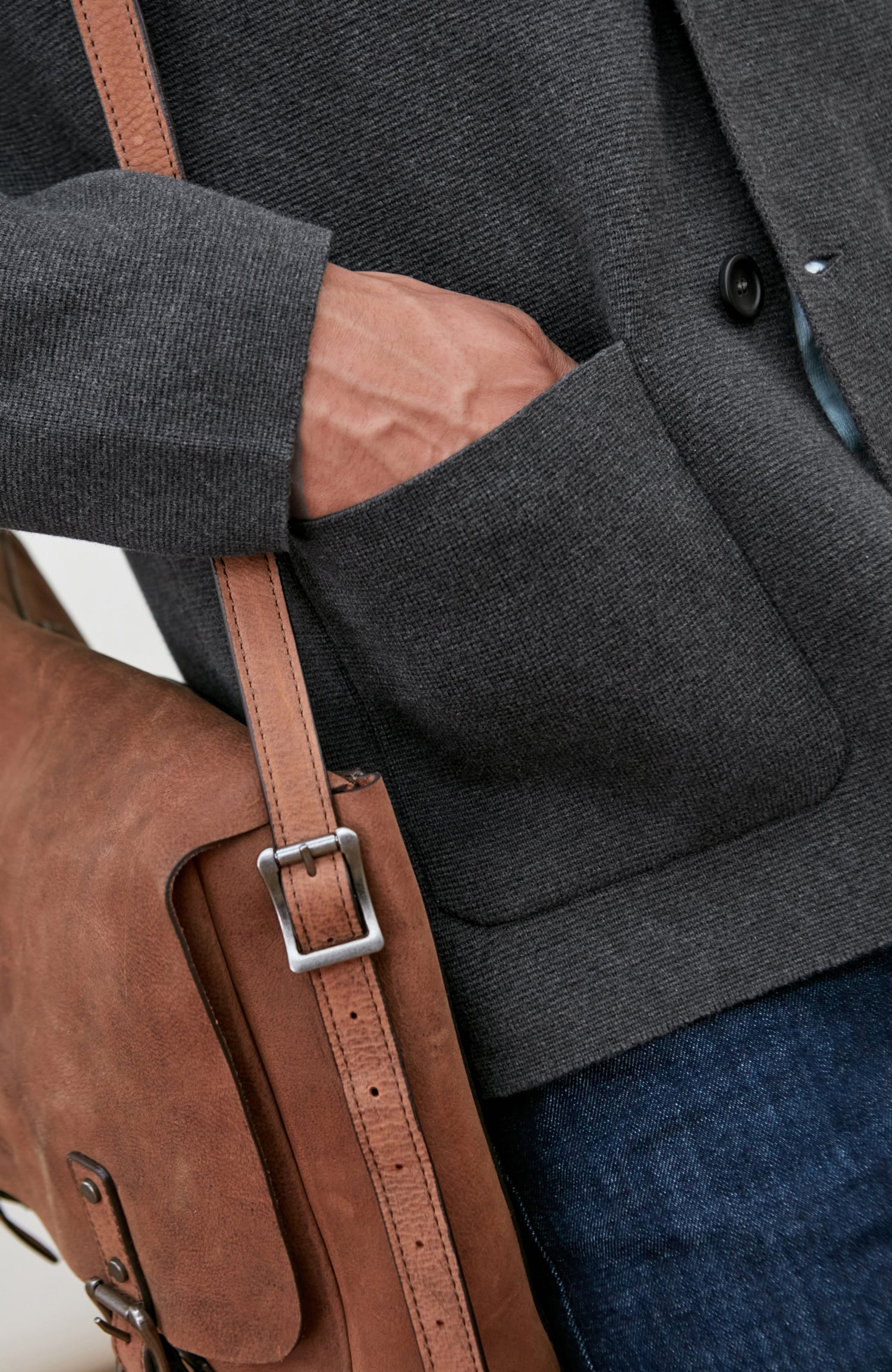 Mens Midweight Cotton Deconstructed Knitted Blazer