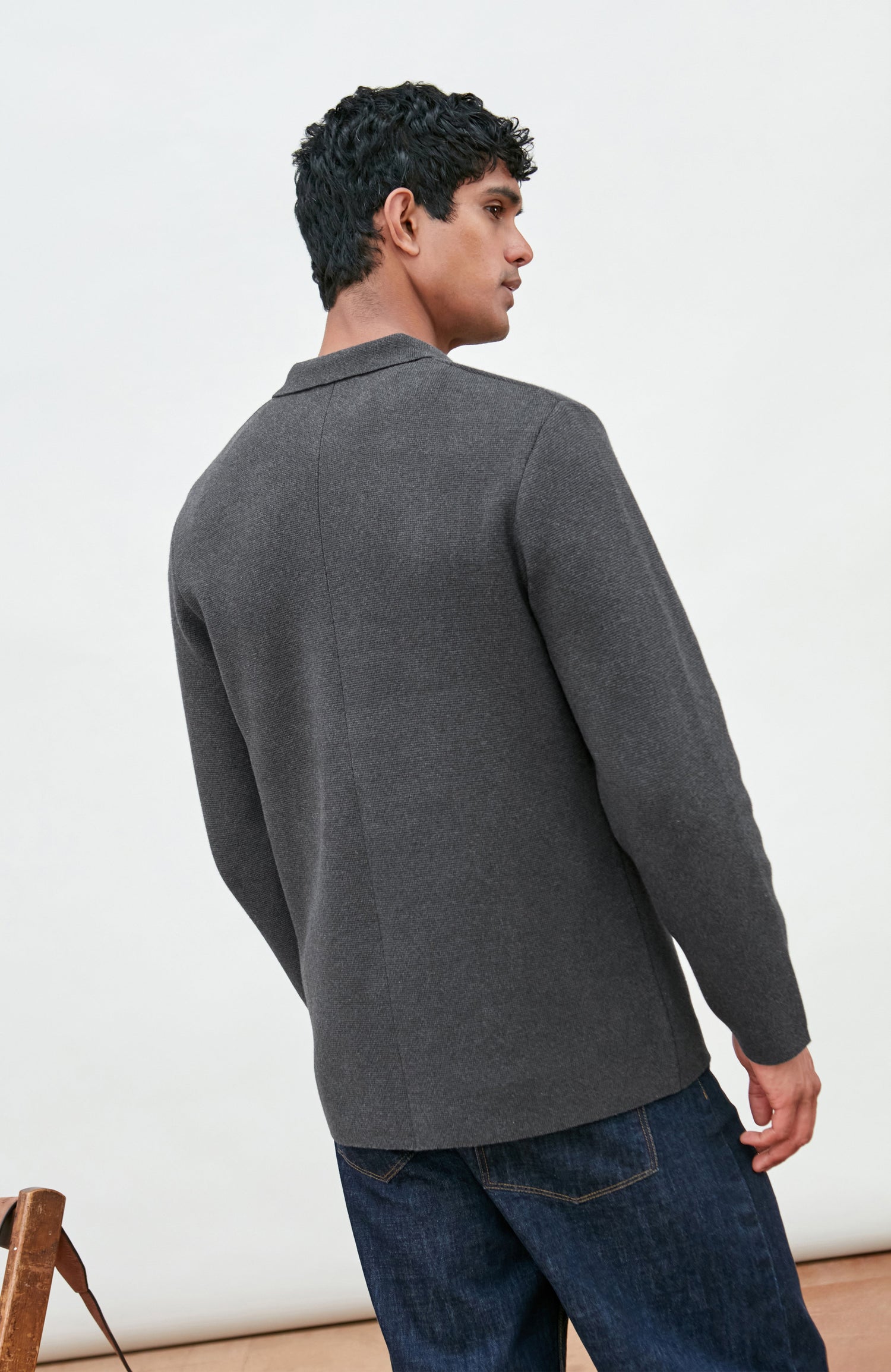 Mens Midweight Cotton Deconstructed Knitted Blazer
