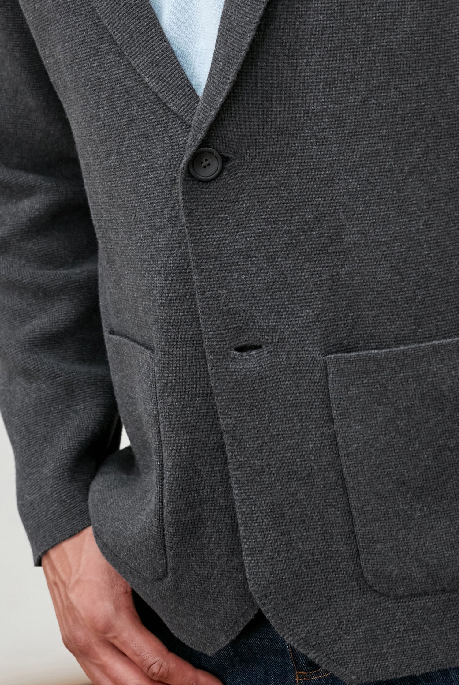 Mens Midweight Cotton Deconstructed Knitted Blazer