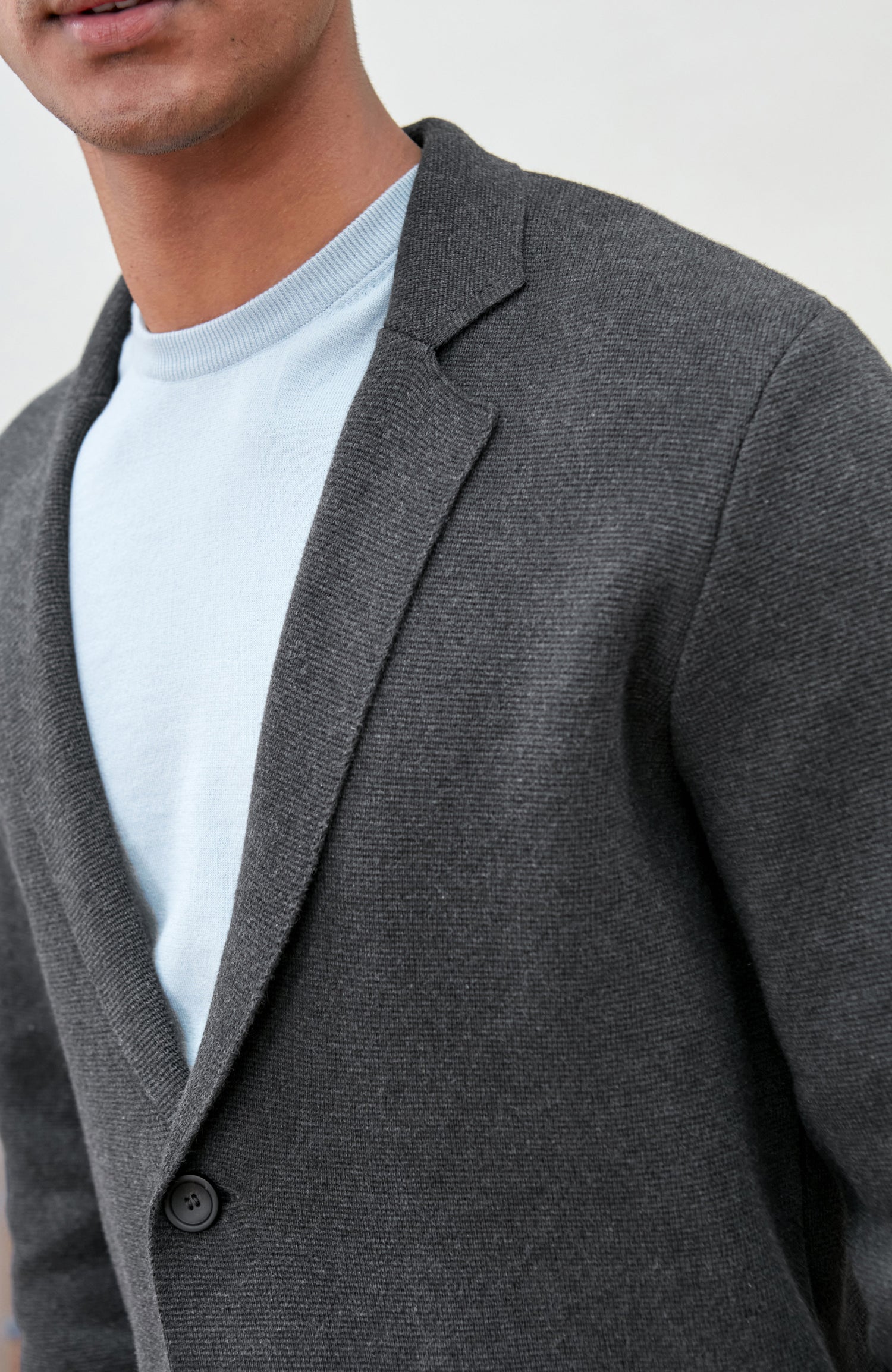 Mens Midweight Cotton Deconstructed Knitted Blazer