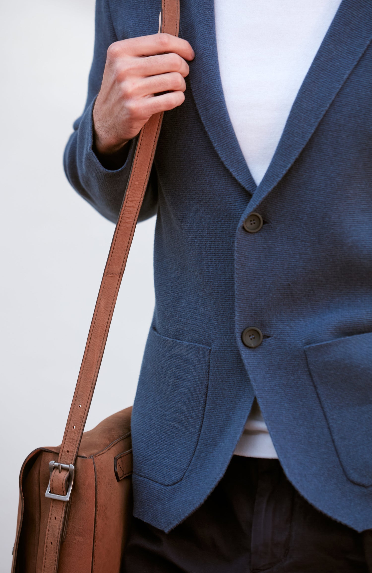 Mens Midweight Cotton Deconstructed Knitted Blazer