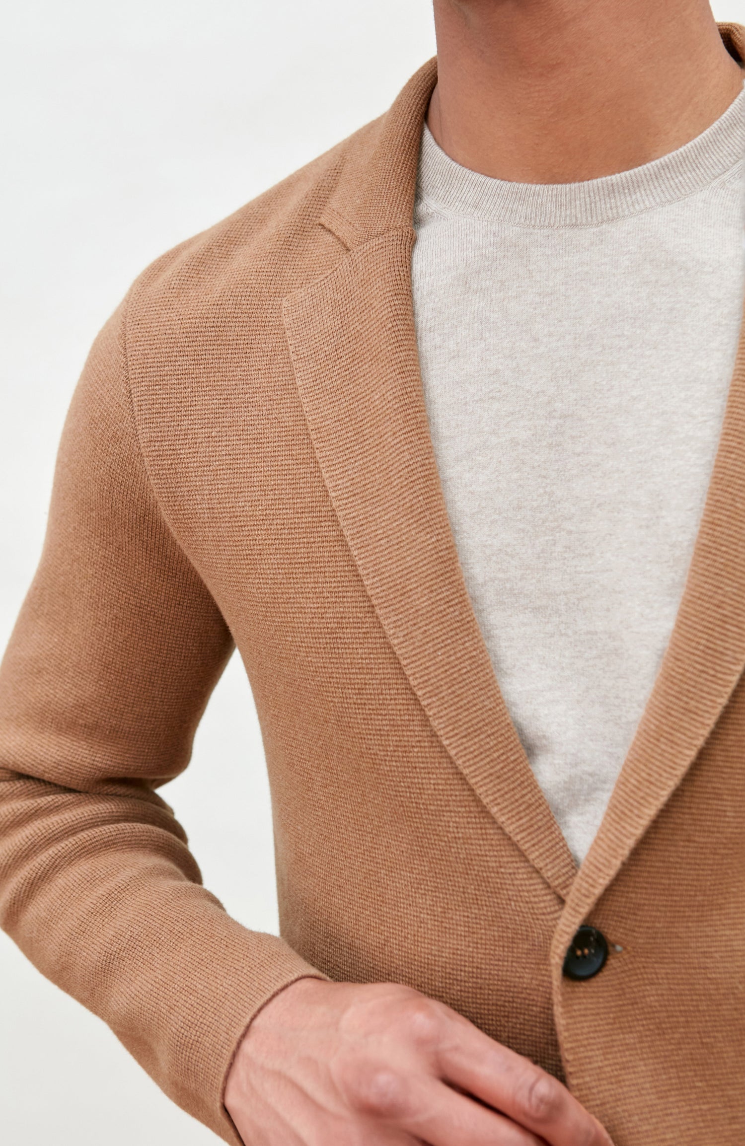 Mens Midweight Cotton Deconstructed Knitted Blazer