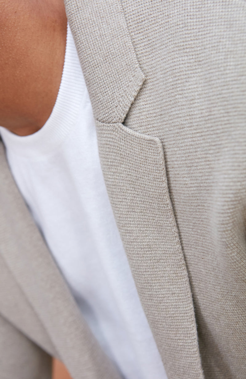 Mens Midweight Cotton Deconstructed Knitted Blazer