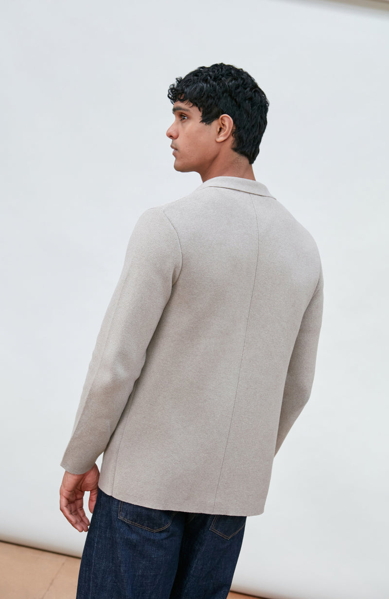 Mens Midweight Cotton Deconstructed Knitted Blazer