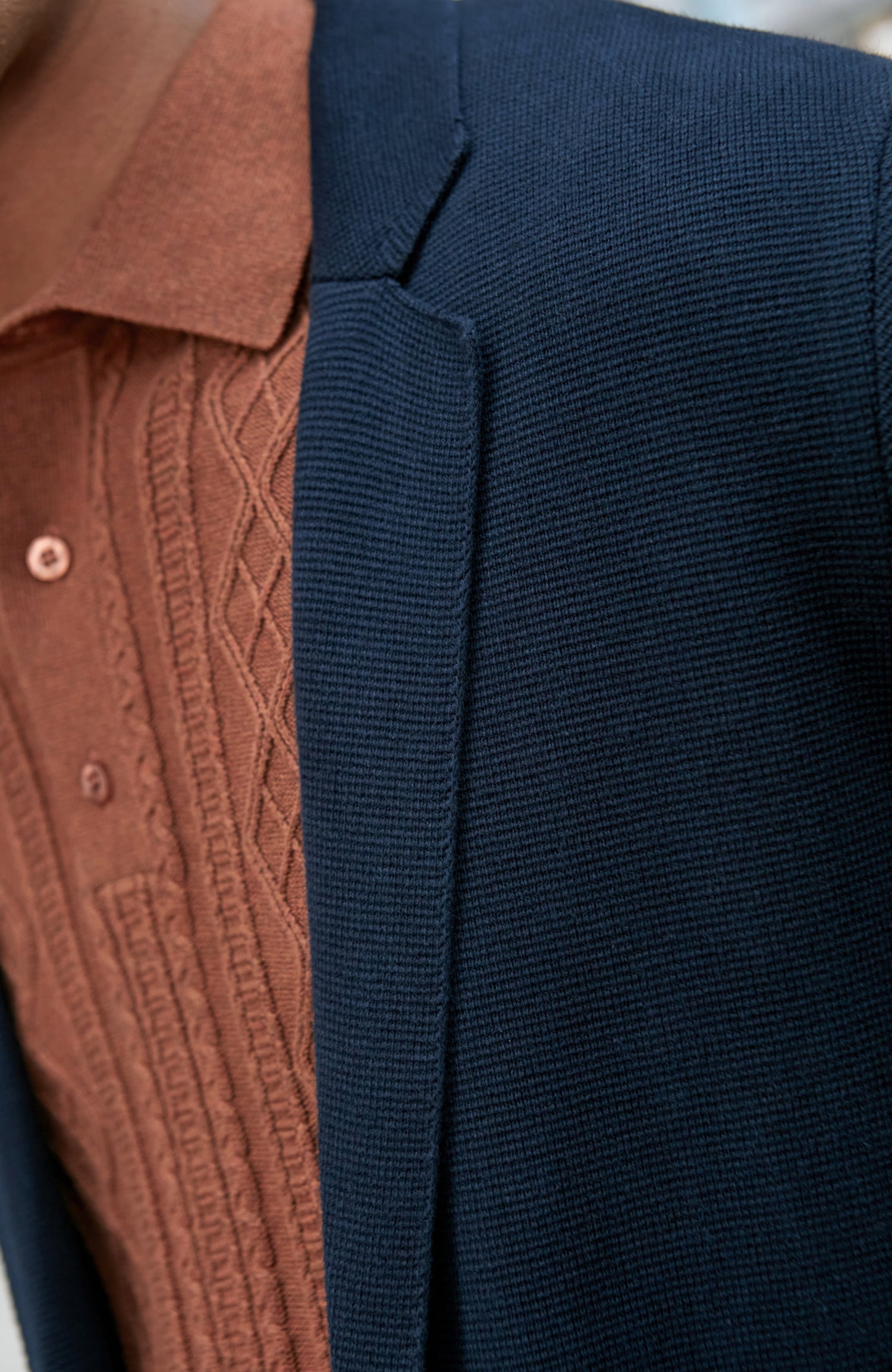 Mens Midweight Cotton Deconstructed Knitted Blazer
