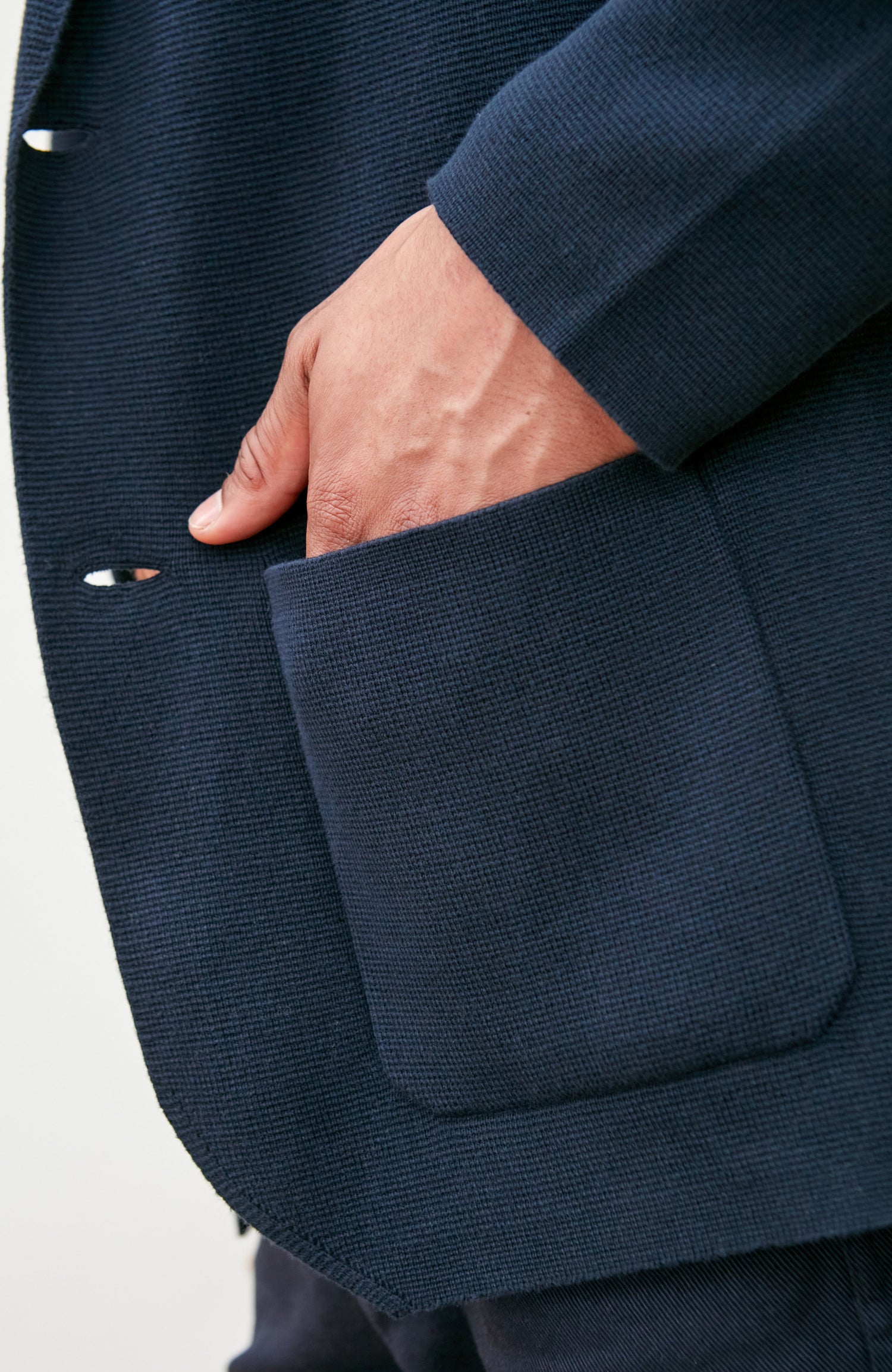 Mens Midweight Cotton Deconstructed Knitted Blazer
