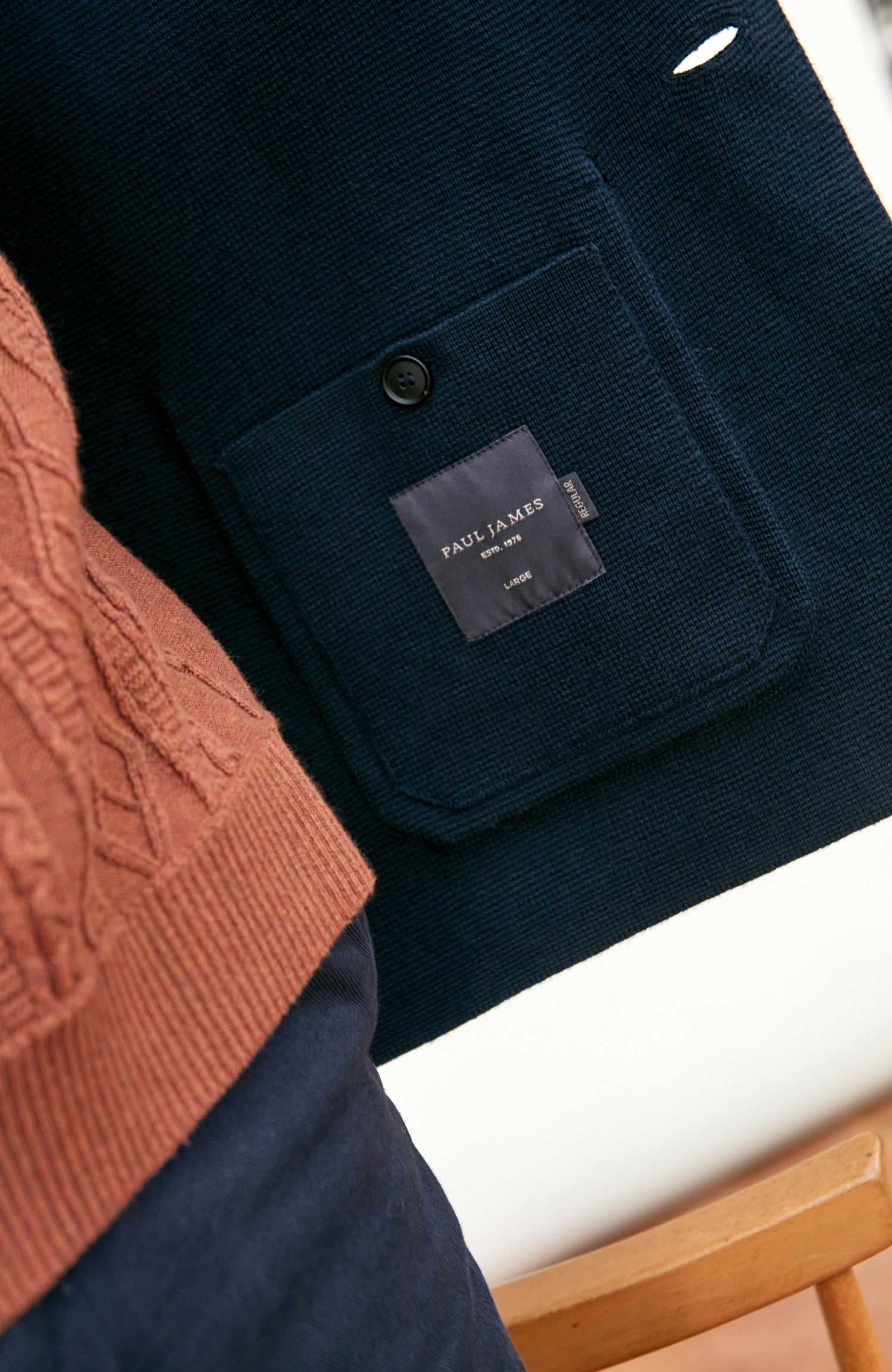 Mens Midweight Cotton Deconstructed Knitted Blazer