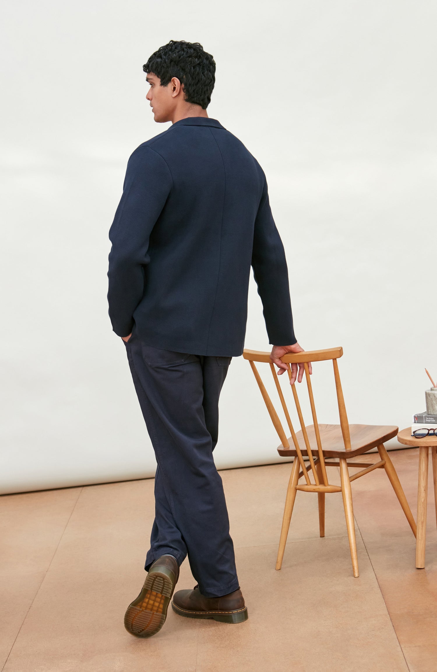 Mens Midweight Cotton Deconstructed Knitted Blazer