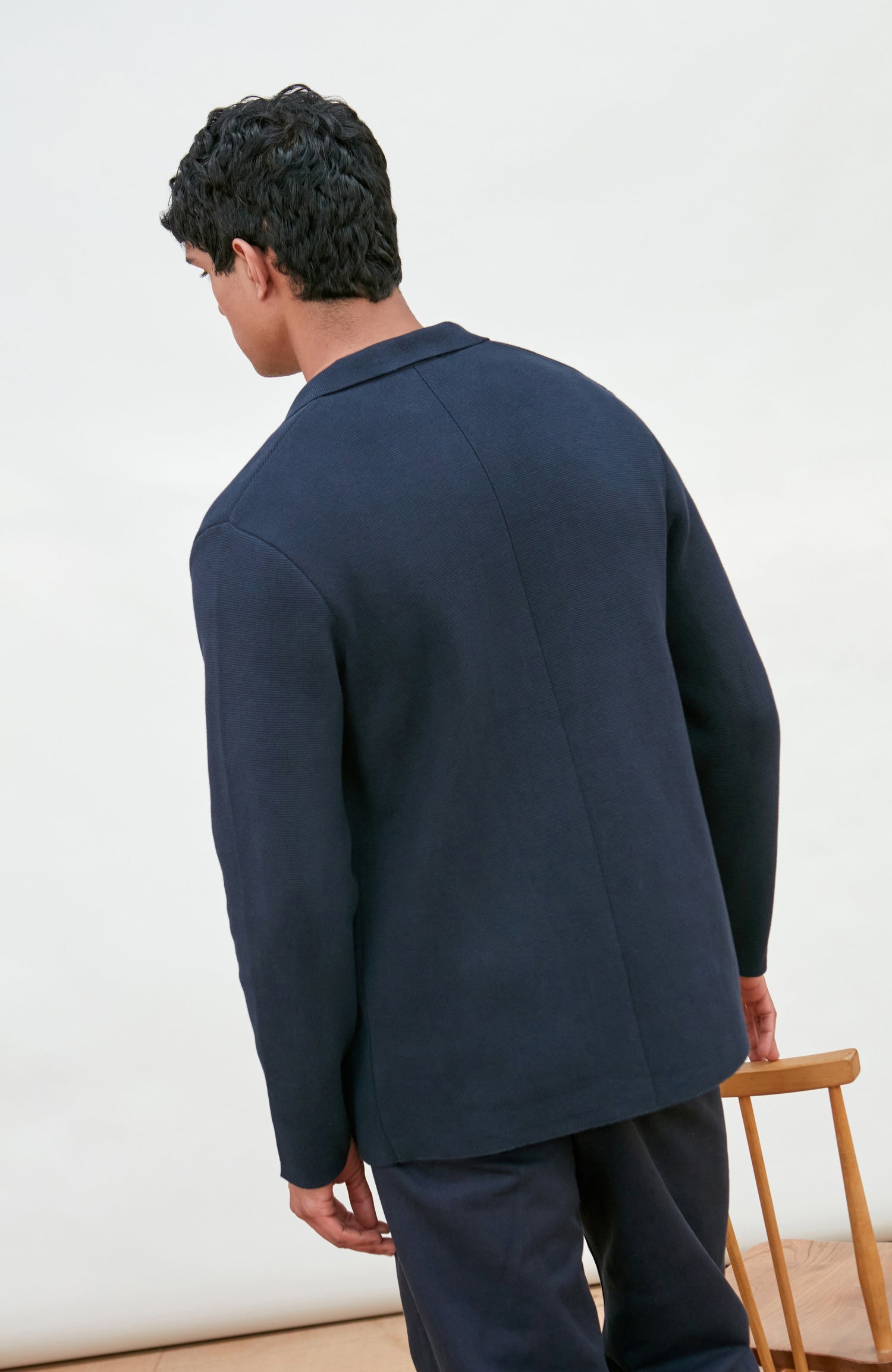 Mens Midweight Cotton Deconstructed Knitted Blazer
