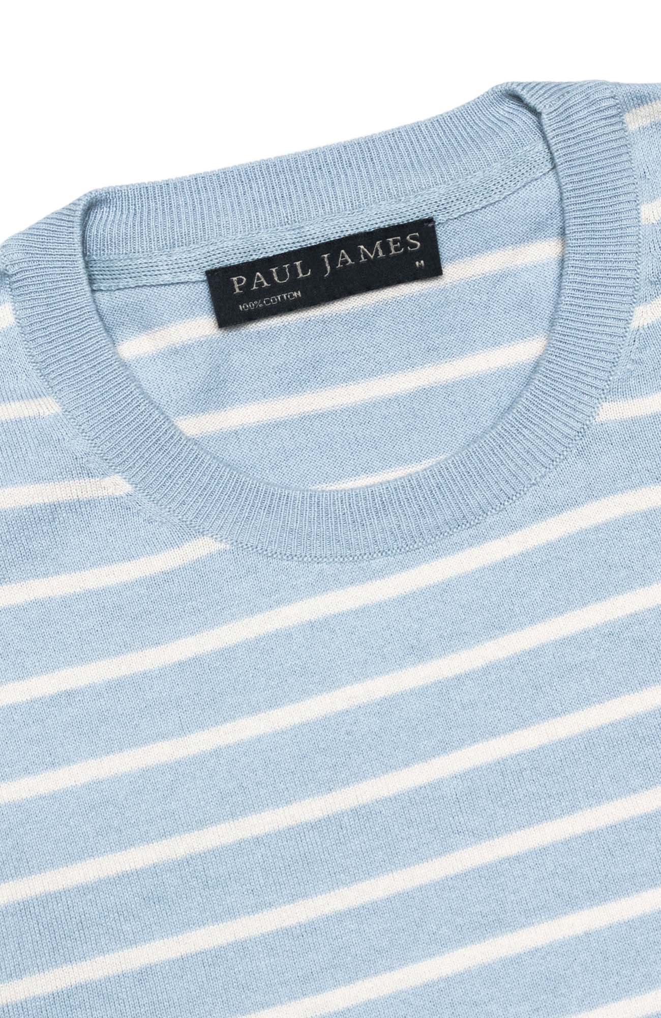 Mens Ultra Fine Cotton Knitted Pin Stripe T-Shirt