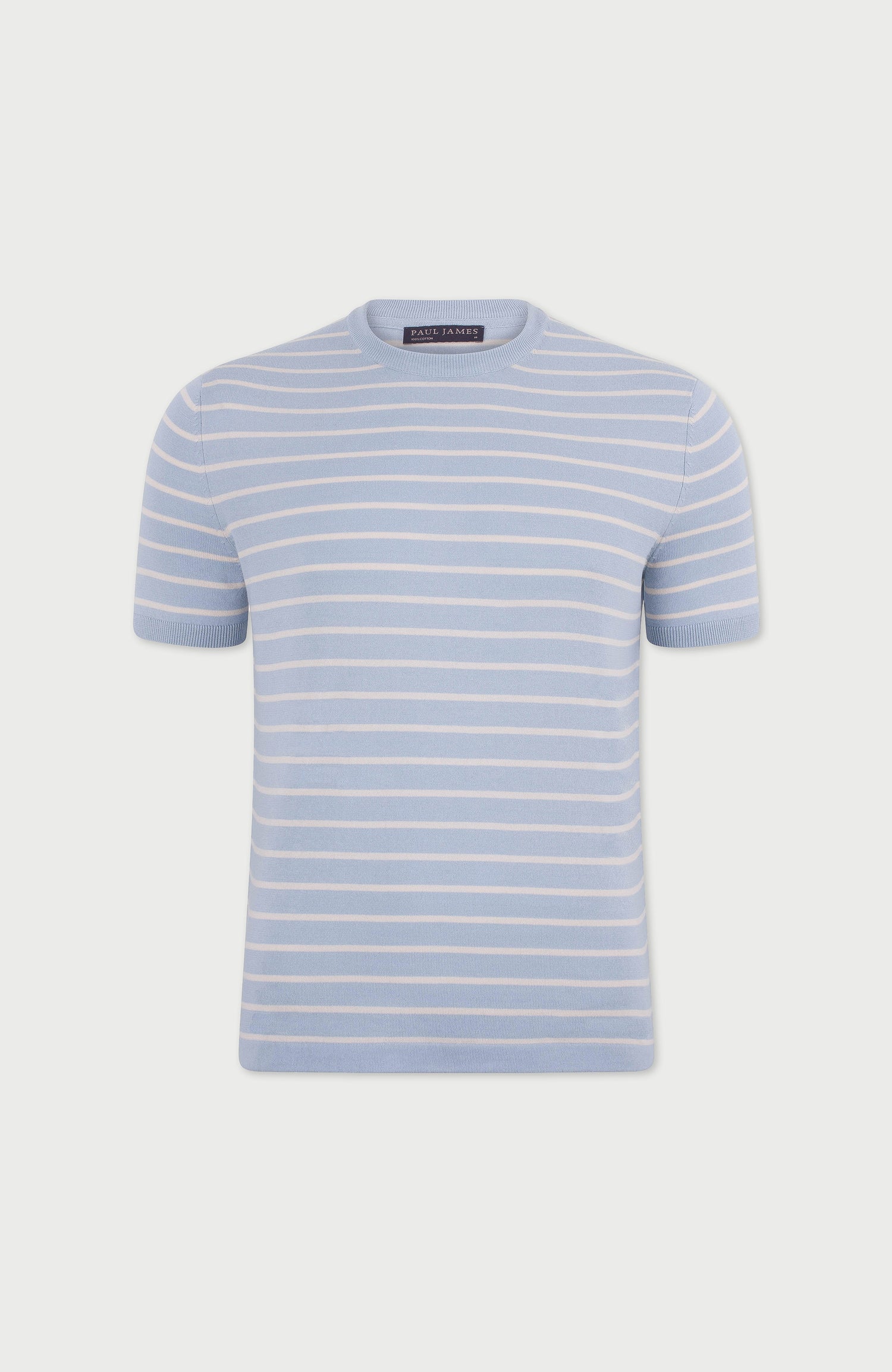 Mens Ultra Fine Cotton Knitted Pin Stripe T-Shirt