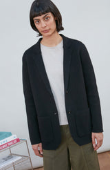 Womens Midweight Cotton Relaxed Fit Knitted Blazer