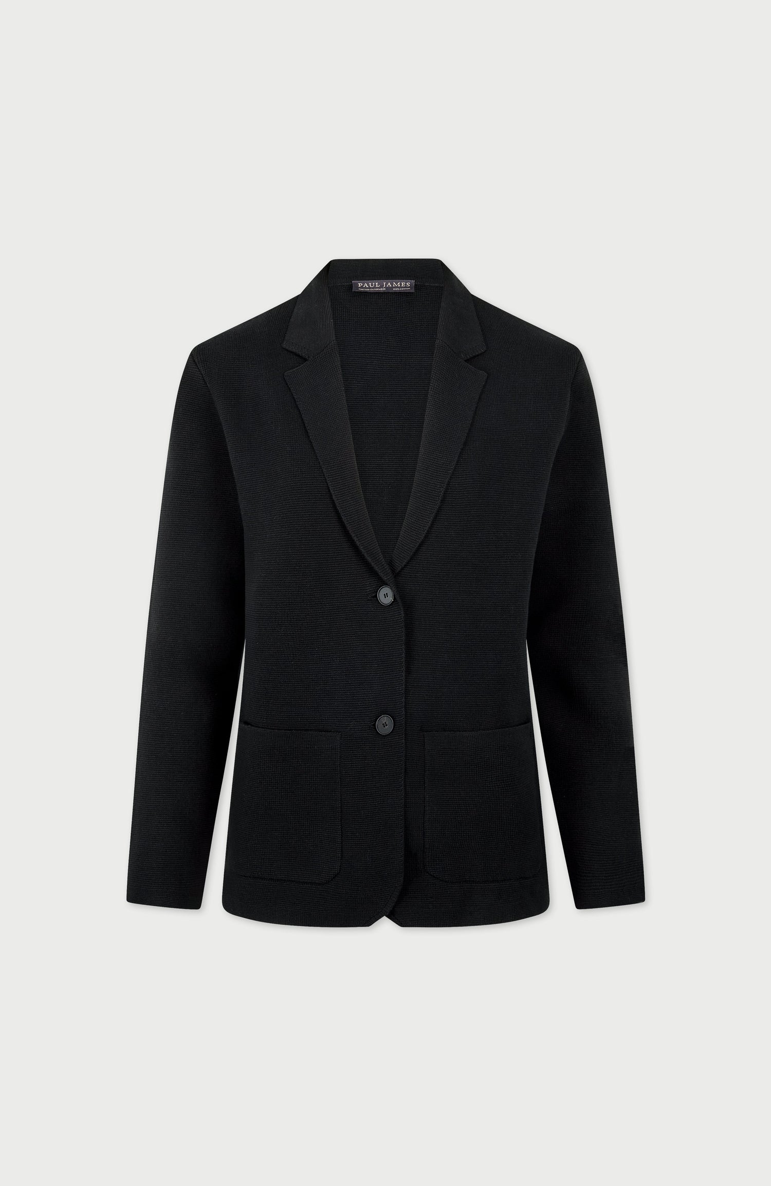Womens Midweight Cotton Relaxed Fit Knitted Blazer