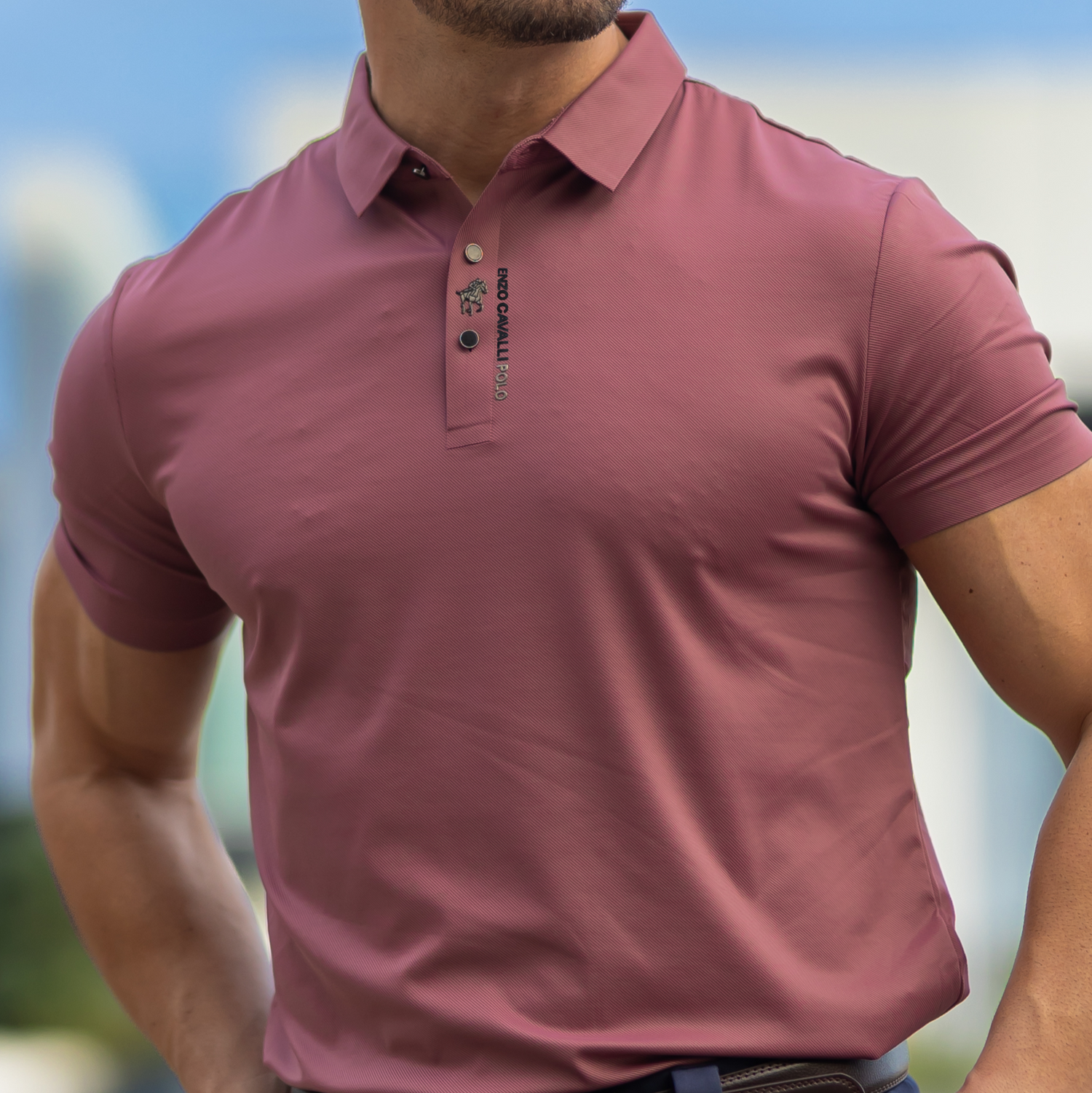 Cavaliere Men's Short Sleeve Polo Shirt – Breathable Slim Fit