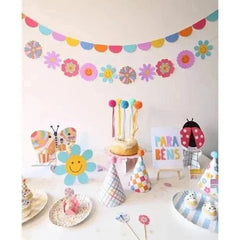 Colorful Flowers Table Totems – Set of 3 Decorative Stands - Waydiy