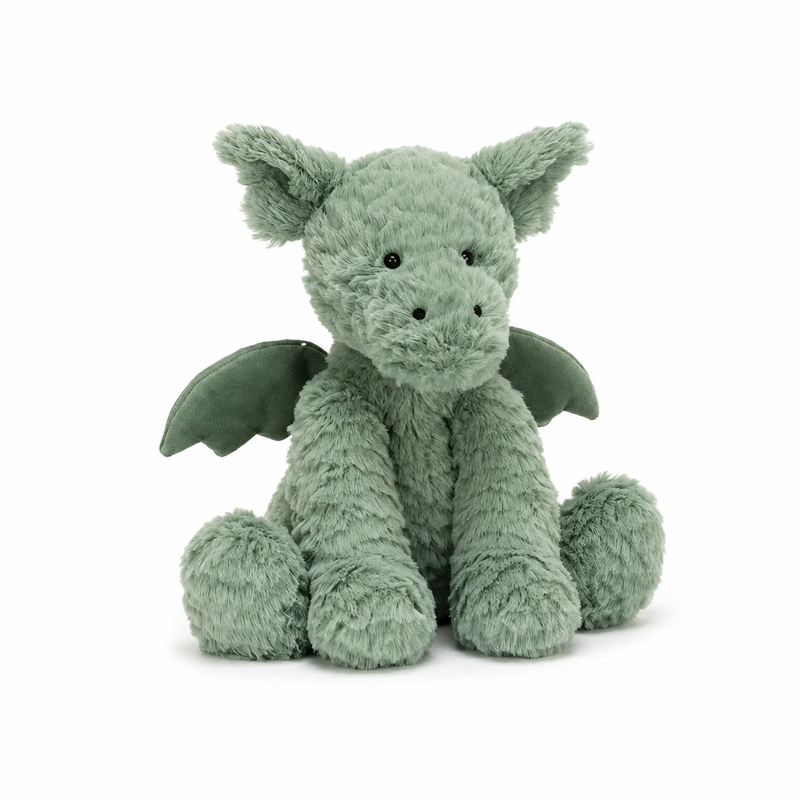 Wavy-Haired Green Dinosaur Plush Toy – 23 cm