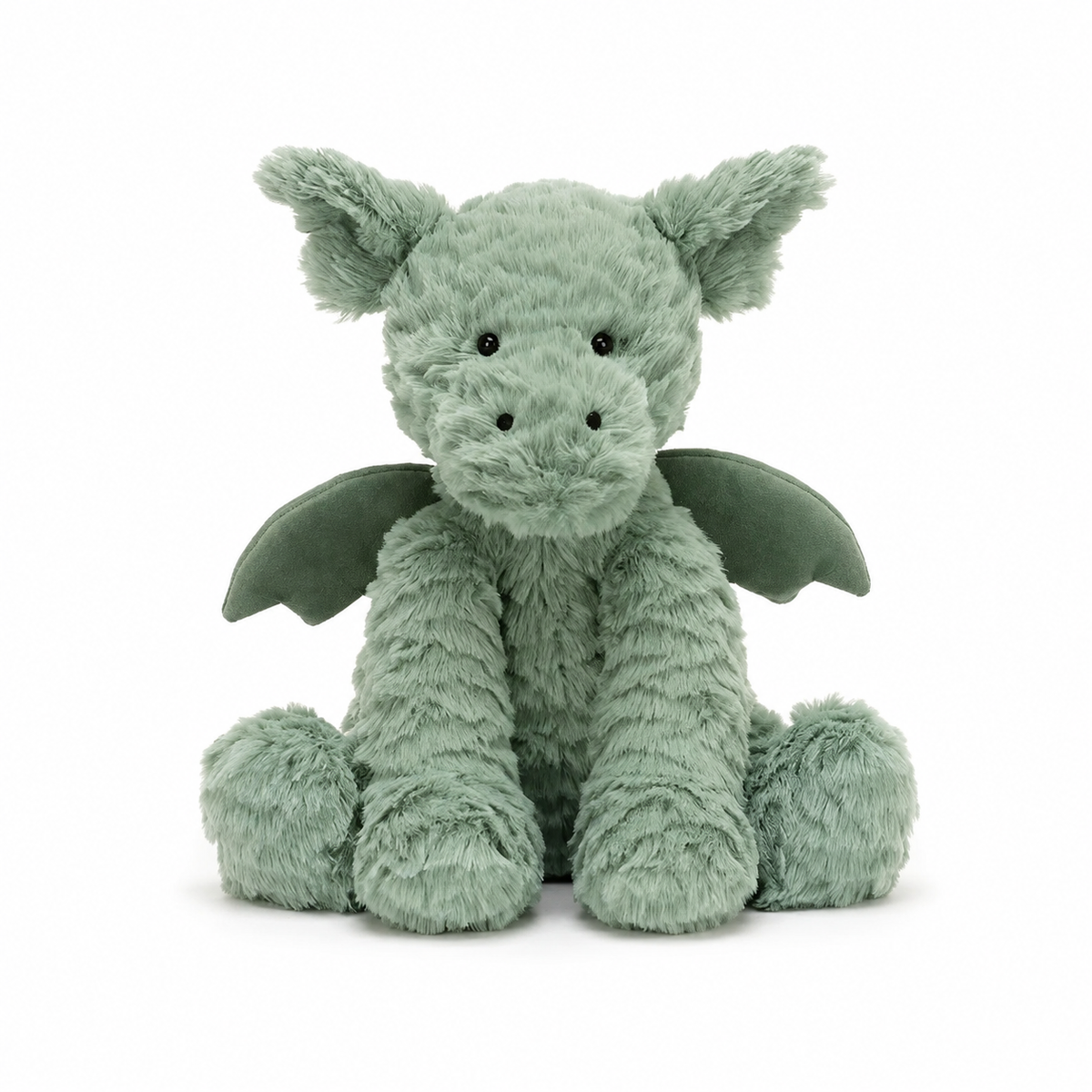 Wavy-Haired Green Dinosaur Plush Toy – 23 cm
