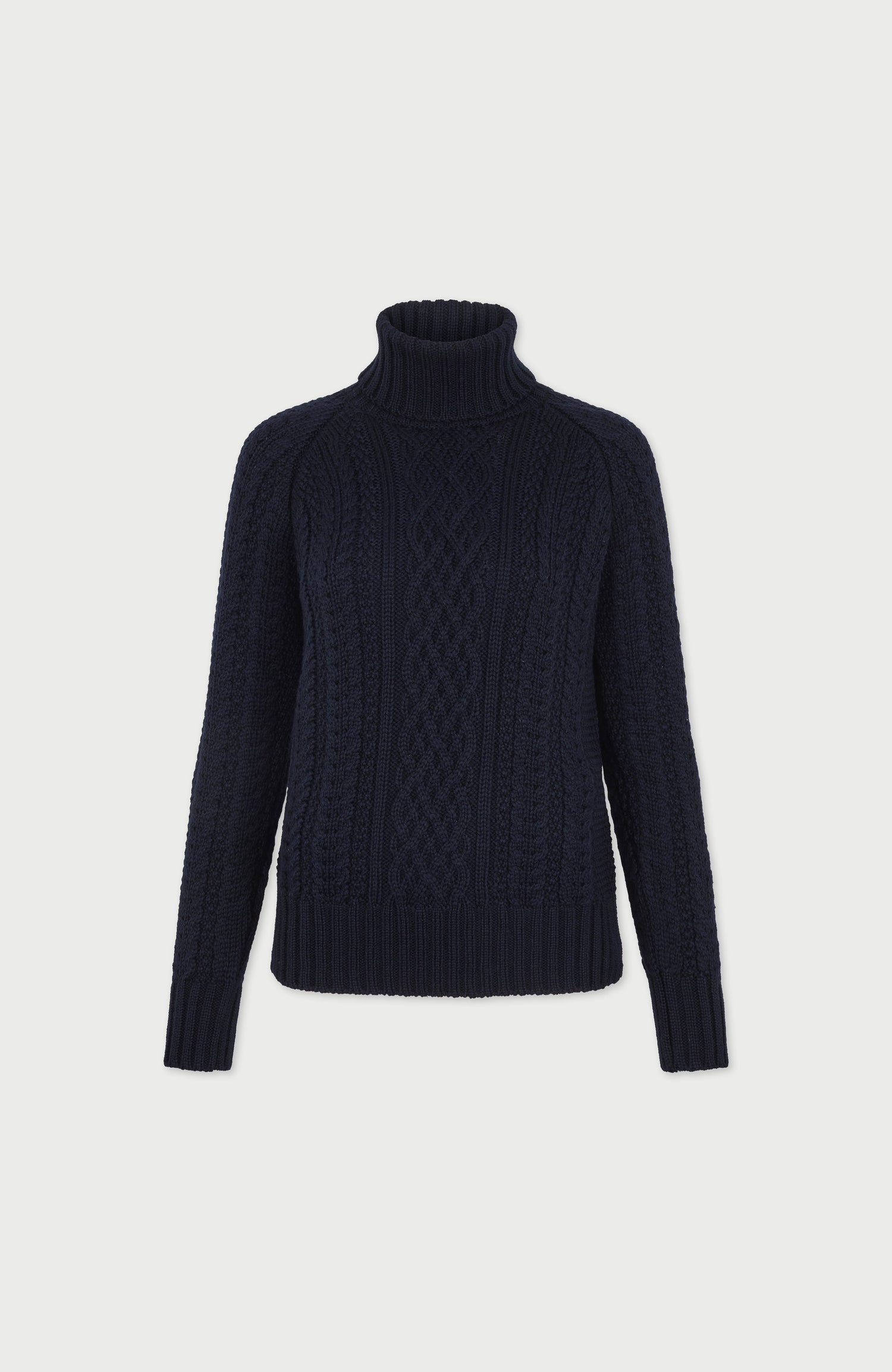 Womens Chunky Merino Roll Neck Cable Jumper
