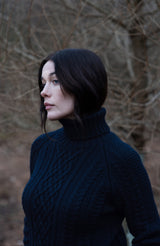 Womens Chunky Merino Roll Neck Cable Jumper