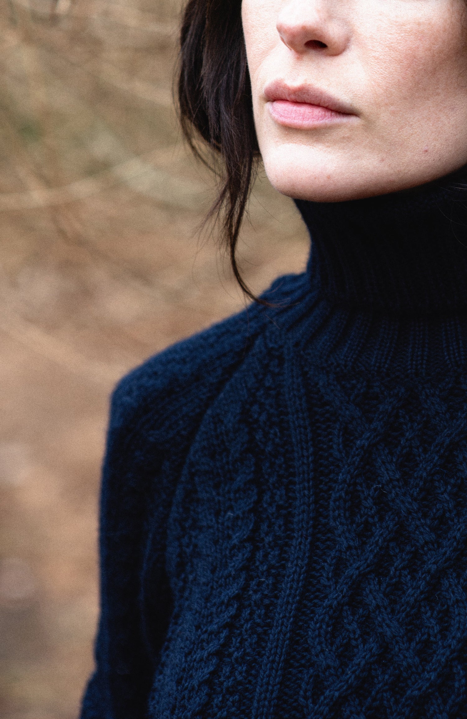 Womens Chunky Merino Roll Neck Cable Jumper
