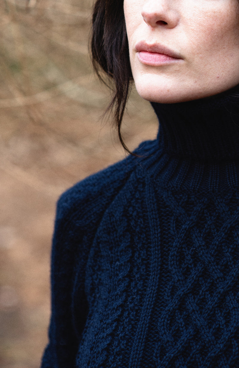 Womens Chunky Merino Roll Neck Cable Jumper