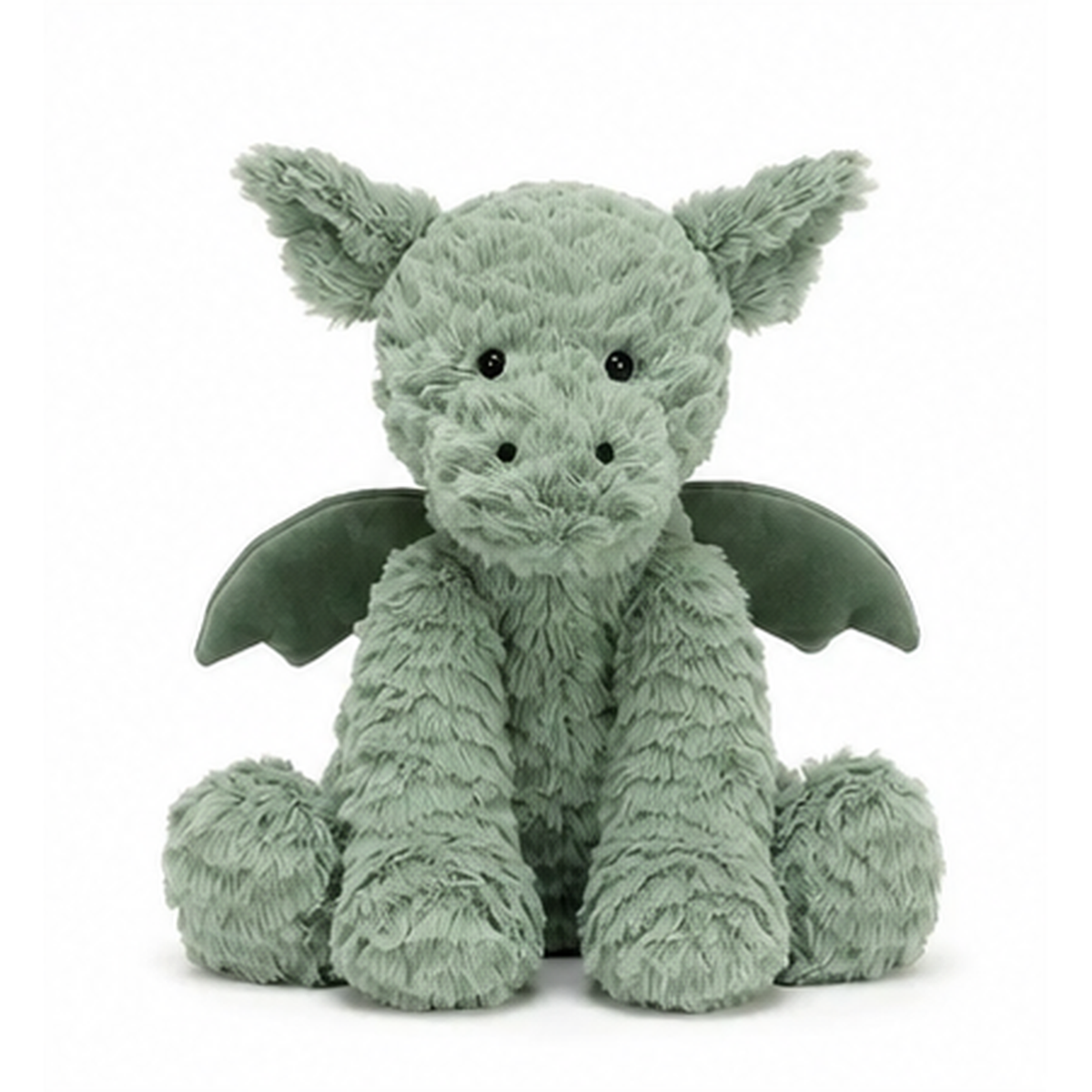 Wavy-Haired Green Dinosaur Plush Toy – 23 cm
