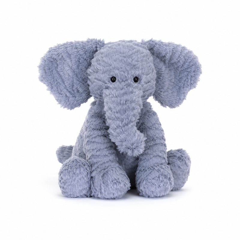 Wavy Hair Elephant Plush Toy – 23 cm