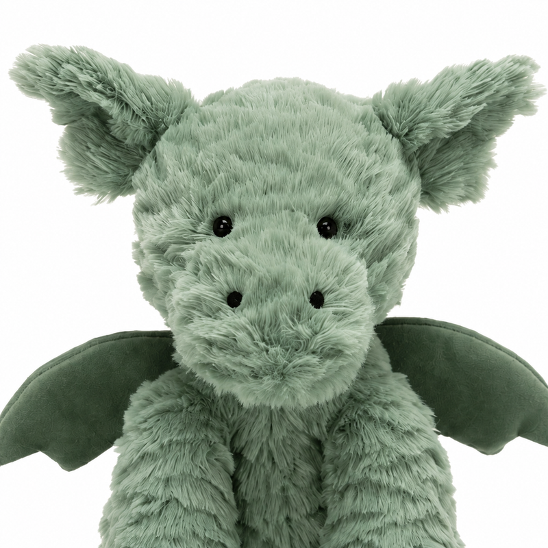 Wavy-Haired Green Dinosaur Plush Toy – 23 cm