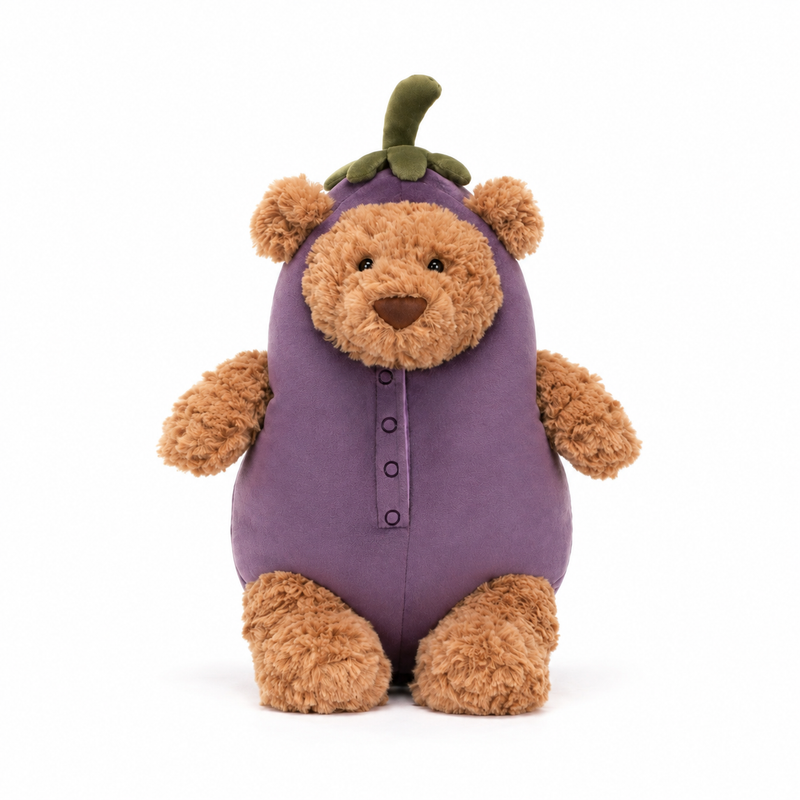 Eggplant Barcelona Bear Plush Toy – 26cm